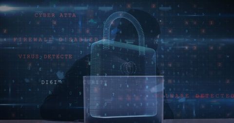 Digital Security with Hacker Behind Encrypted Data Screen - Download Free Stock Images Pikwizard.com