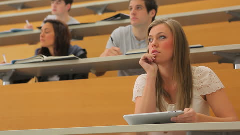Students Attentive in University Lecture with Technology