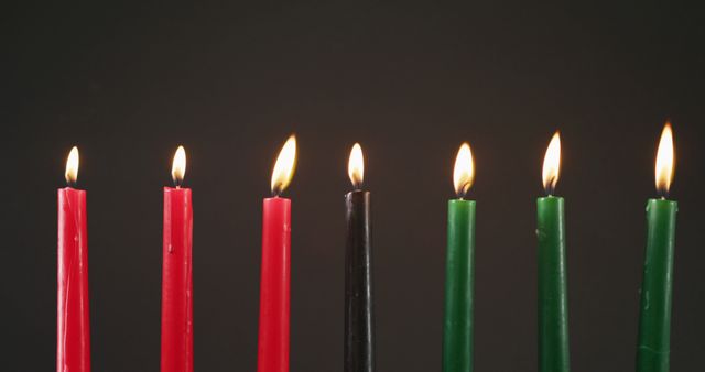 Lit Kwanzaa Kinara Candles Against Black Background - Download Free Stock Images Pikwizard.com