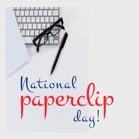 celebrating national paperclip day with office supplies and copy space - Download Free Stock Templates Pikwizard.com