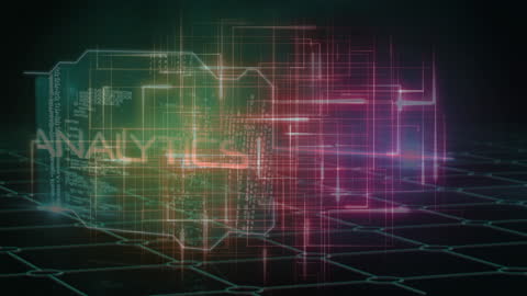 Futuristic Data Analytics Glowing Against Digital Grid