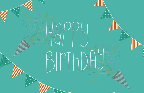 Colorful birthday celebration banner with party hats