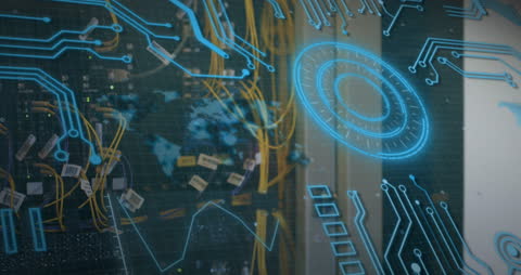 Futuristic Data Processing Interface and Network Visualization