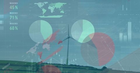 Sustainable Energy Analytics Infographic with Wind Turbine
