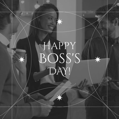 Colleagues Celebrating Boss's Day with Team Meeting and Laughter