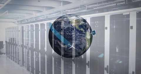 Global Networking Concept with Servers and Digital Earth - Download Free Stock Images Pikwizard.com