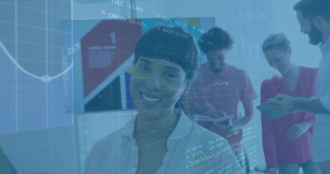 Confident Female Analyst Pioneering Data-Driven Innovation in Modern Office