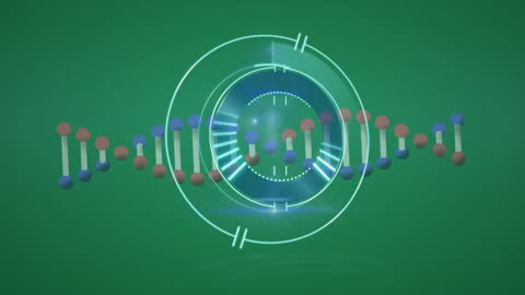 DNA and Digital Processing Animation on Green Screen