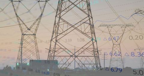 Electric Power Transmission Towers with Data Visualization Overlay