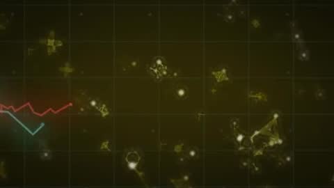 Futuristic Digital Grid with Molecular Motion