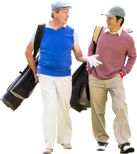 Two Senior Male Golf Players Chatting, Transparent Background - Download Free Stock Videos Pikwizard.com