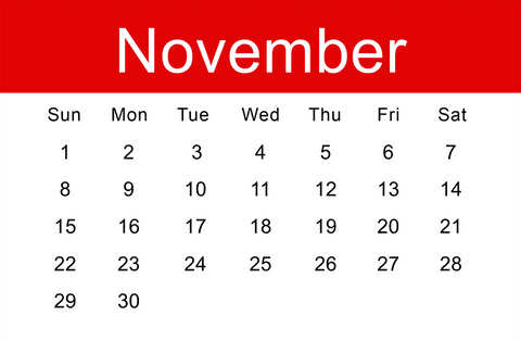 november calendar page with transparent background vector illustration - Download Free Stock Videos Pikwizard.com