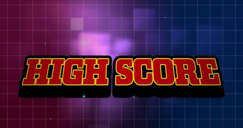 Retro Arcade High Score Overlay on Gradient Grid Background