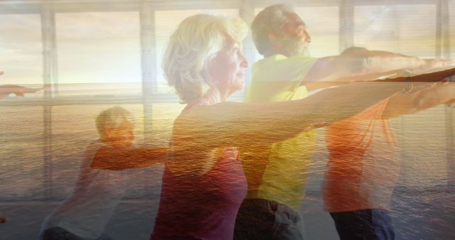 Seniors Practicing Yoga with Seaside Serenity - Download Free Stock Images Pikwizard.com