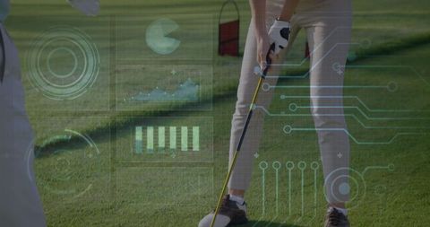 Golf technique training with virtual analytics overlays
