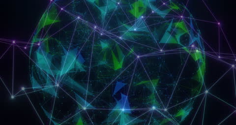 Digital Network Connections Across Abstract Globe