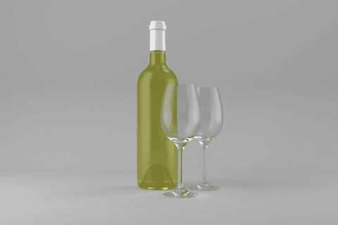 transparent green wine bottle with two empty glasses - Download Free Stock Videos Pikwizard.com