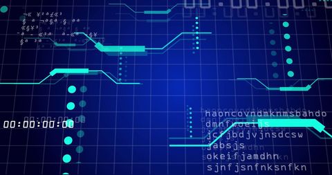 Circuitry and Data Stream on Digital Grid Background - Download Free Stock Images Pikwizard.com