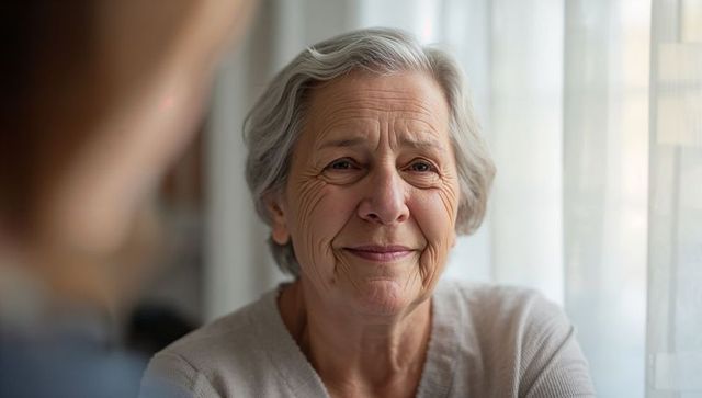 Content Elderly Woman at Peaceful Home Setting
