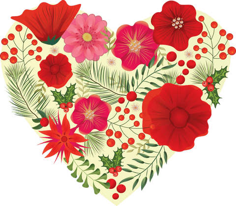 Transparent Heart With Red Flowers Illustration for Valentine's Day