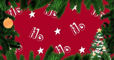 Festive christmas background with decorations and christmas tree