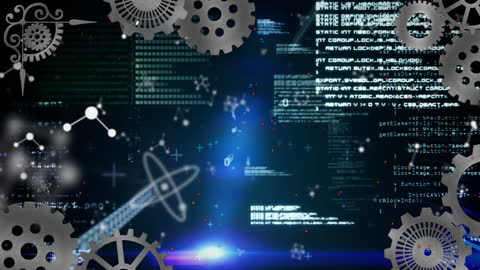 Futuristic Data Processing with Cogs and Gears Animation