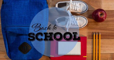 Back to school concept with school supplies and sneakers