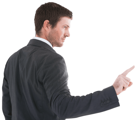 Transparent Confident Businessman Pointing Assertively in Suit - Download Free Stock Videos Pikwizard.com