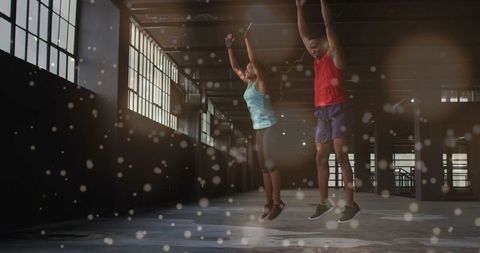 Individuals Exercising in Gym with Virtual Interface Overlay - Download Free Stock Images Pikwizard.com