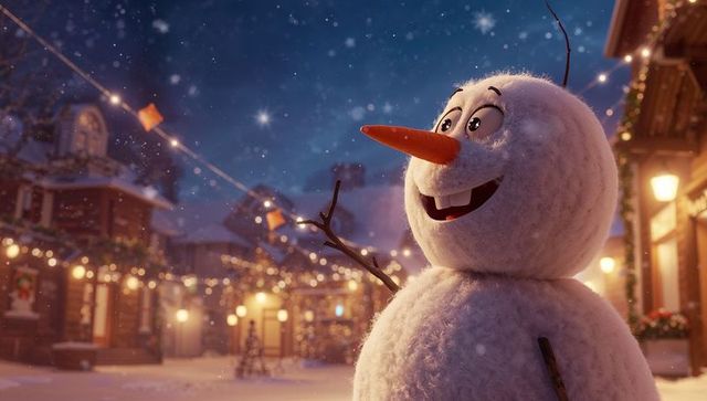 Animated Snowman Cartoon Greeting with Carrot Nose in Festive Square