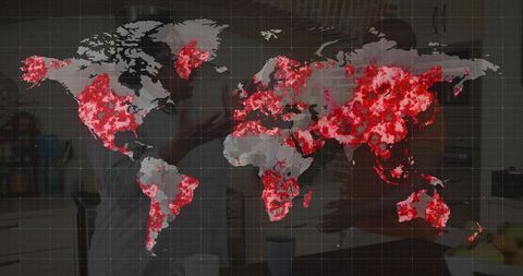 Global Culinary Concept with Heatmap Overlay in Kitchen