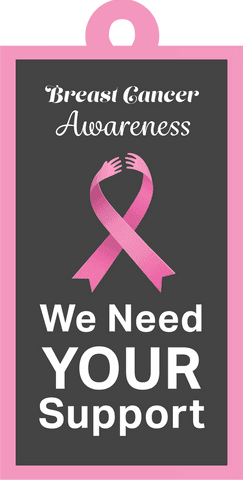 Transparent banner with breast cancer ribbon raising support awareness