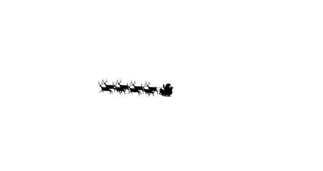 Santa Claus Silhouette with Reindeer Sleigh on White Background - Download Free Stock Images Pikwizard.com