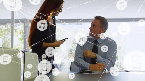 Caucasian Female Sharing Technological Concept in Office Environment