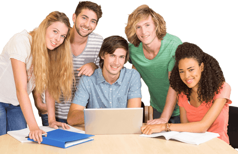 diverse group of students collaborating with laptop on transparent background - Download Free Stock Videos Pikwizard.com