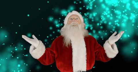 Santa Claus Celebrating Holidays in Sparkling Winter Scene