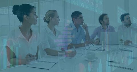 Focused Team Collaboration in Modern Meeting Room with Professionals