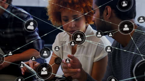 Diverse Business Team Engaging in Digital Networking