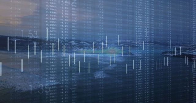 Financial Data Visualization with Ocean Landscape Overlay