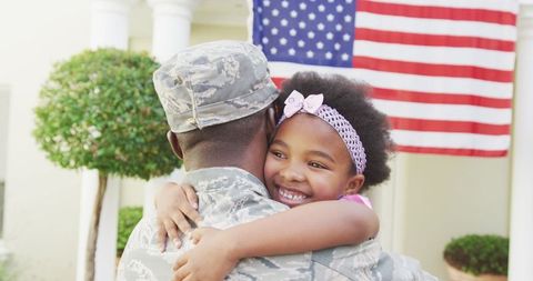 Soldier Reuniting with Daughter at Home - Download Free Stock Images Pikwizard.com