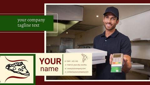 smiling delivery person holding pizza boxes in restaurant - Download Free Stock Templates Pikwizard.com