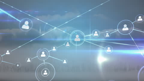 Digital Network Connection with Cloud Background