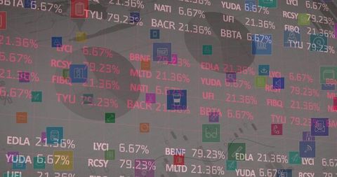 Abstract financial data icons in digital world concept