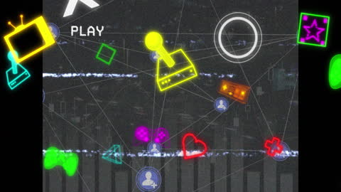 Vibrant Neon Markers and School Icons Abstract Animation