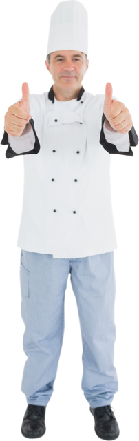 Transparent Full-Length Portrait of Male Chef Gesturing Thumbs Up - Download Free Stock Videos Pikwizard.com