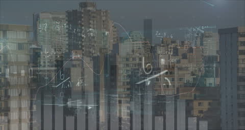Futuristic Business Analysis Overlay on Urban Skyline