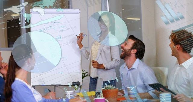 Team Collaborating on Strategic Plan in Modern Office