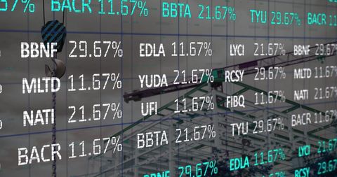 Crane Overlaid with Stock Market Percentages - Download Free Stock Images Pikwizard.com
