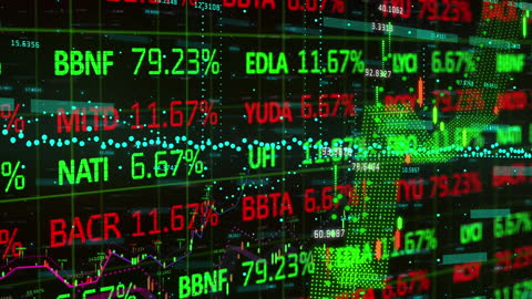 Digital Data Display on Changing Stock Market Values
