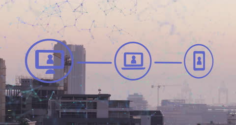 Digital Communication Network Over a Modern Cityscape